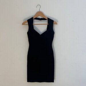 AUTHENTIC Hervé Léger Black Bandage Mini Dress Size S Y2K Celebrity Like New